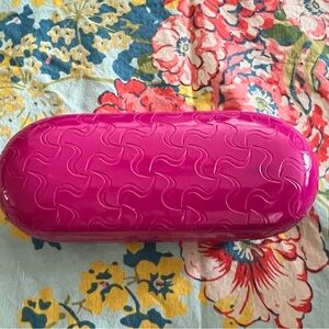 Hot pink design eye glasses hinged hard case